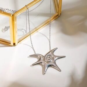 Stainless Steel Starfish Spiral Necklace